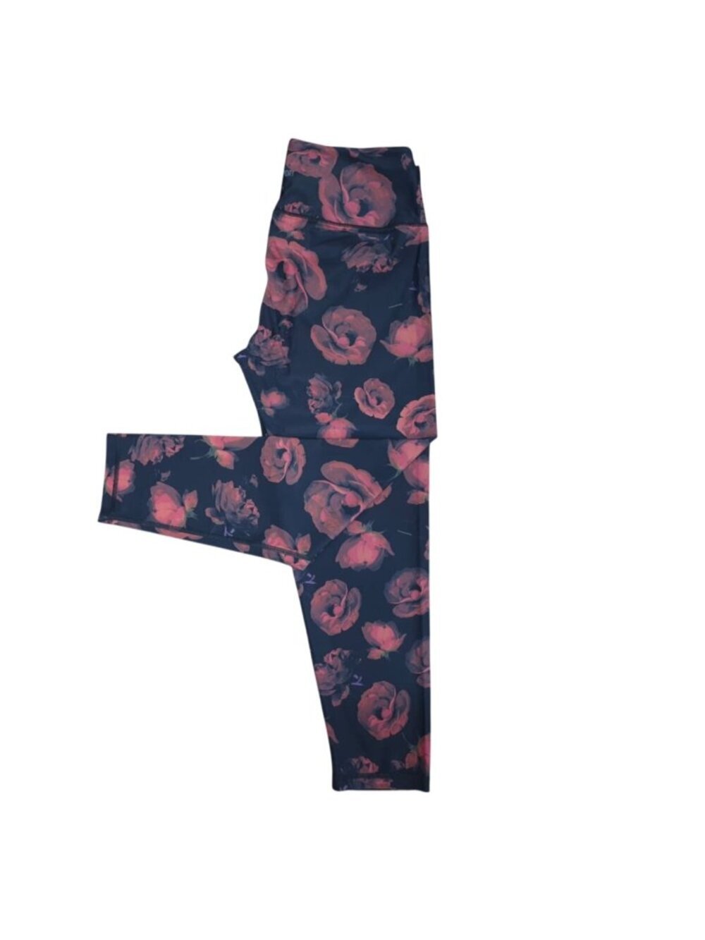Victoria Sport Floral Leggings Womens XL High Rise Black Pink Active Stretch.